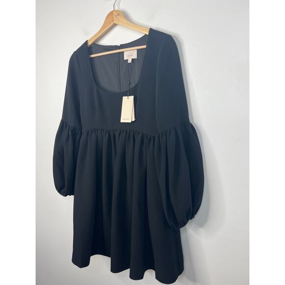 NWT Cinq A Sept Dorina Balloon Long Sleeve Fit & Flare Black Mini Dress Size: 0 - Picture 3 of 12
